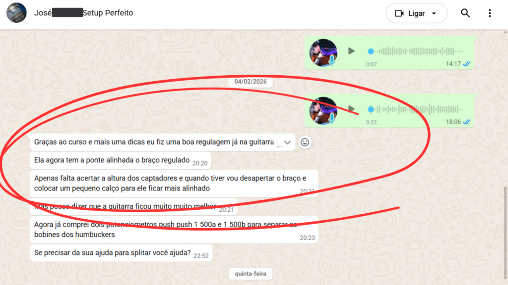 Depoimento de aluno do curso de regulagem de guitarra Setup Perfeito