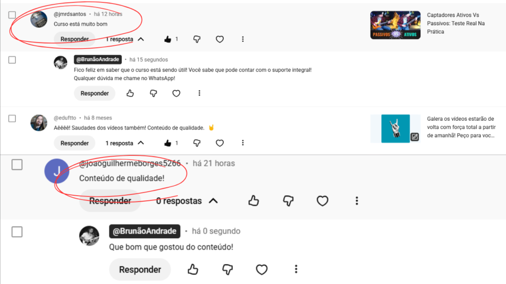 Avaliação de aluno do Curso Setup Perfeito destacando economia e melhoria de timbre
